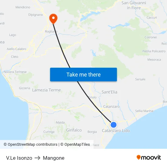 V.Le Isonzo to Mangone map