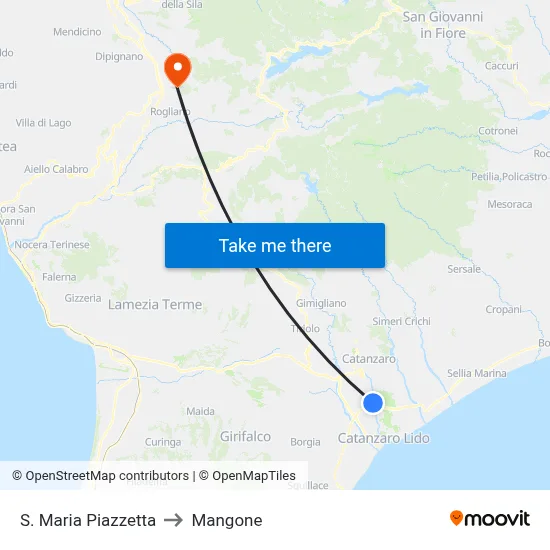 St. Maria Square to Mangone map