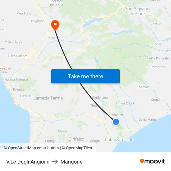 Angevins Avenue to Mangone map
