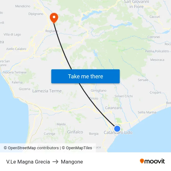 Magna Grecia Avenue to Mangone map