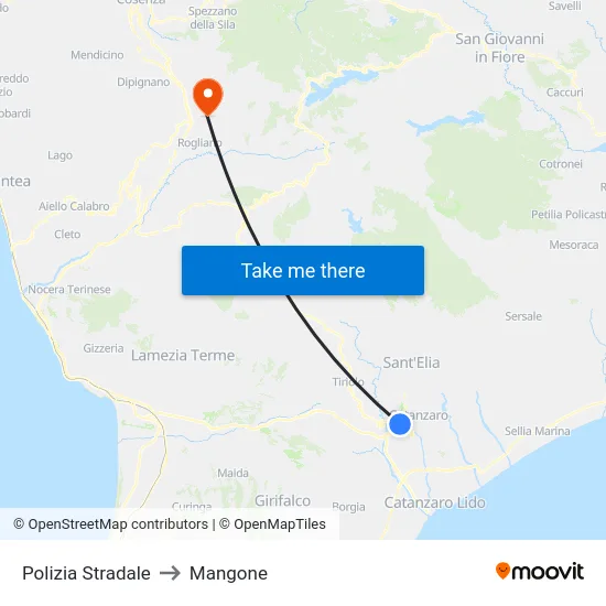 Polizia Stradale to Mangone map