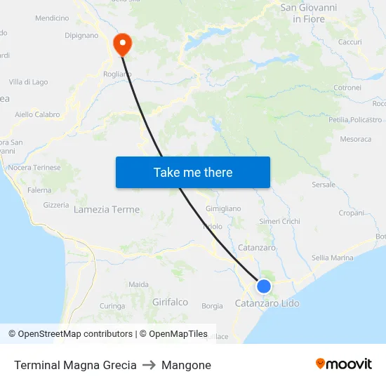 Magna Grecia Terminal to Mangone map