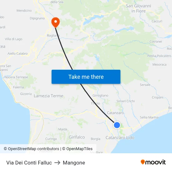 Conti Falluc Street to Mangone map