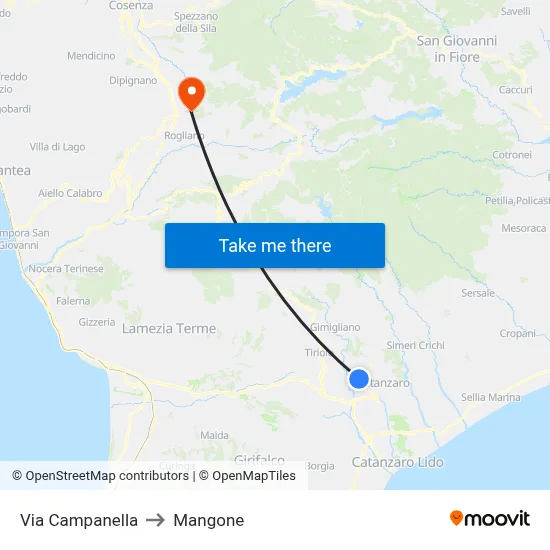 Campanella Street to Mangone map