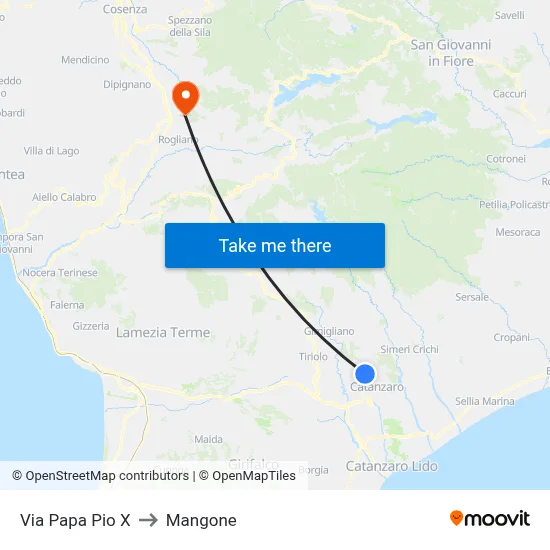 Pope Pius X Street to Mangone map