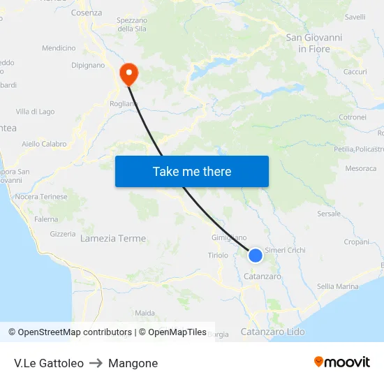 Gattoleo Avenue to Mangone map