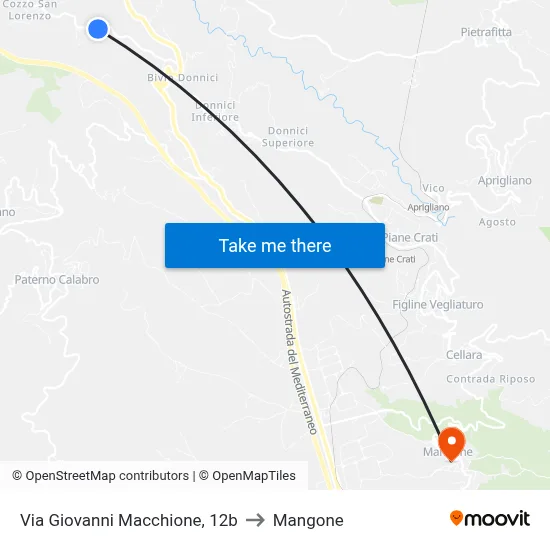 Giovanni Macchione Street, 12b to Mangone map