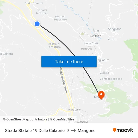 State Road 19 of Calabria, 9 to Mangone map