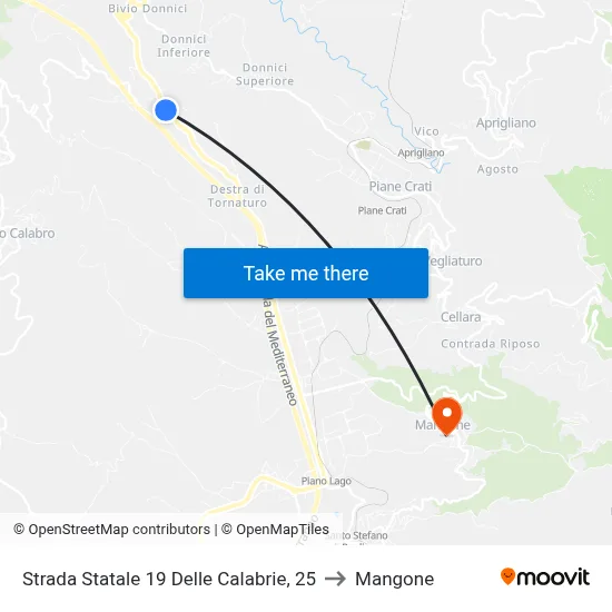 State Road 19 of Calabrie, 25 to Mangone map