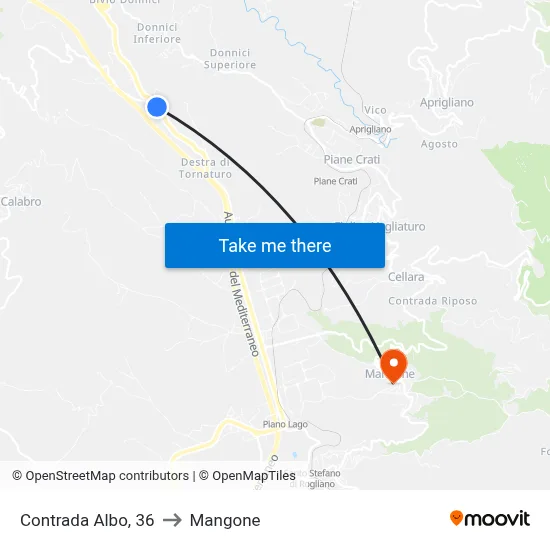 Albo District, 36 to Mangone map