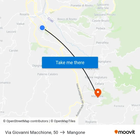 Giovanni Macchione Street, 50 to Mangone map