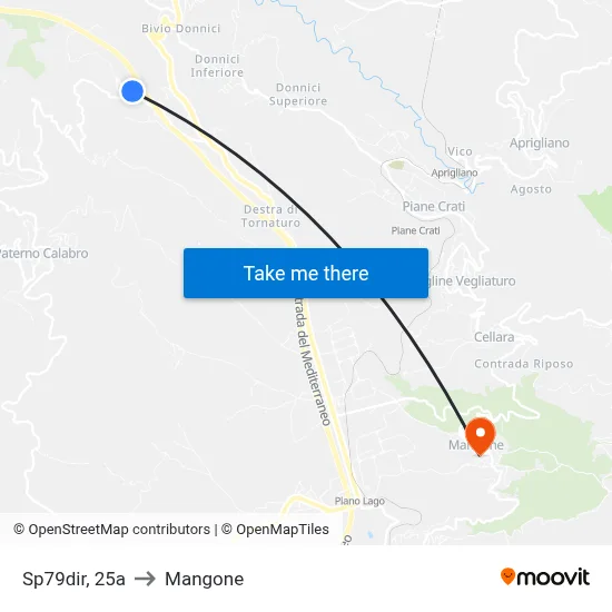 Provincial Road 79dir, 25a to Mangone map