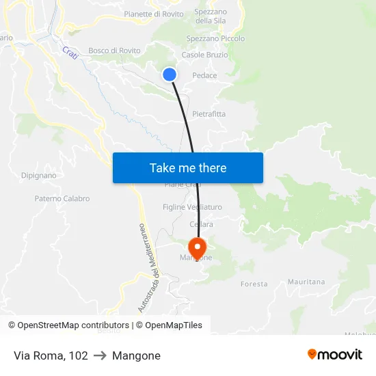 Roma Street, 102 to Mangone map