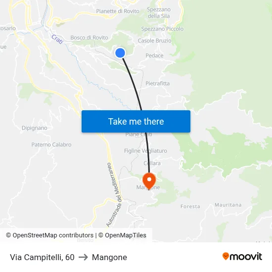 Via Campitelli 60 to Mangone map