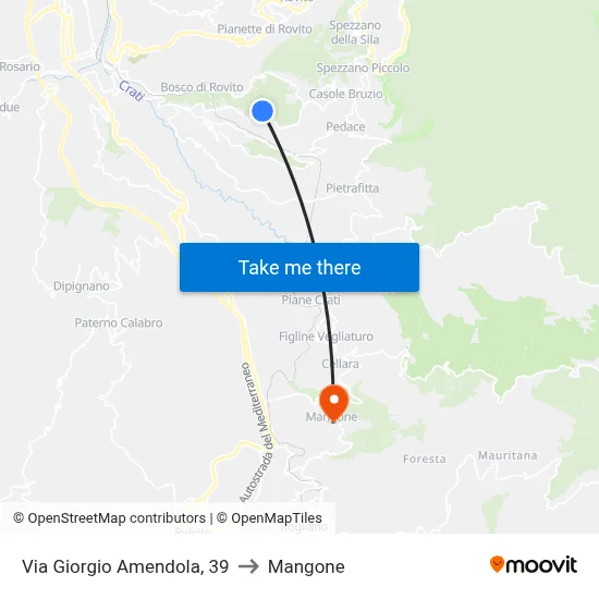 Giorgio Amendola Street, 39 to Mangone map