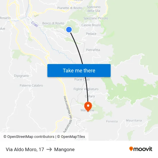 Aldo Moro Street, 17 to Mangone map
