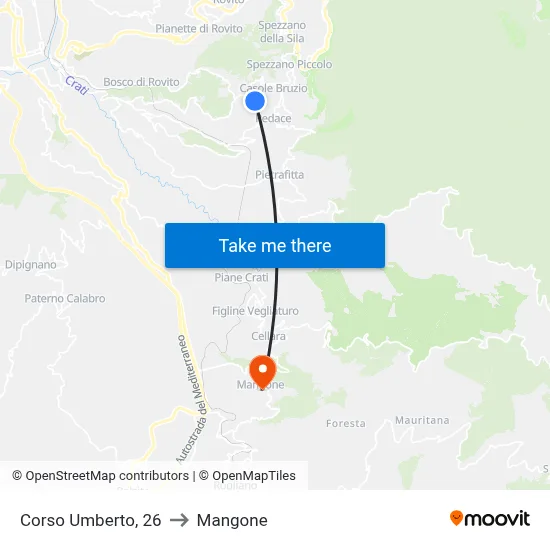 Umberto Course, 26 to Mangone map