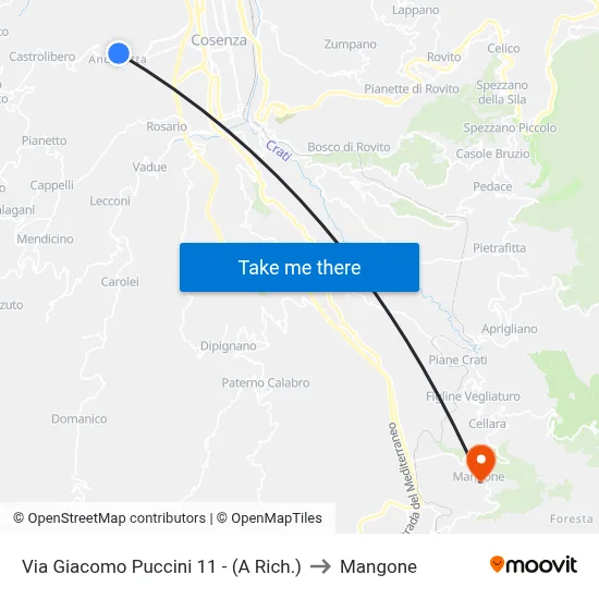 Giacomo Puccini Street 11 - (On Request) to Mangone map