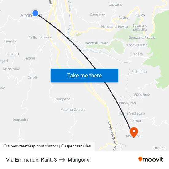 Via Emmanuel Kant, 3 to Mangone map