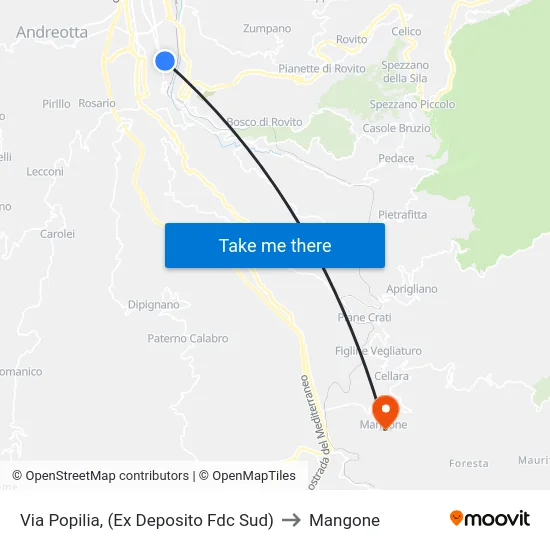 Via Popilia, (Ex Deposito Fdc Sud) to Mangone map