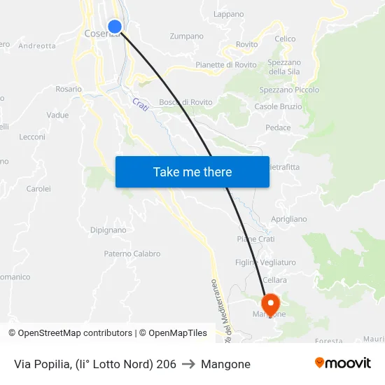 Via Popilia, (Second Lot North) 206 to Mangone map