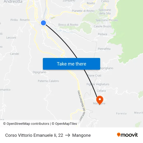 Corso Vittorio Emanuele Ii, 22 to Mangone map