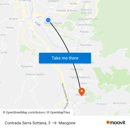Serra Sottana District, 3 to Mangone map
