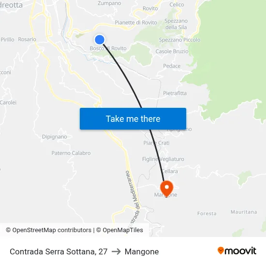 Contrada Serra Sottana, 27 to Mangone map