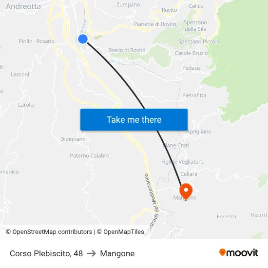 Corso Plebiscito, 48 to Mangone map