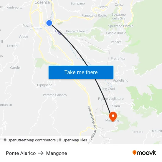 Alaric Bridge to Mangone map