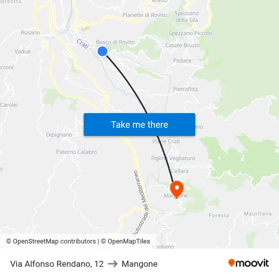 Alfonso Rendano Street, 12 to Mangone map