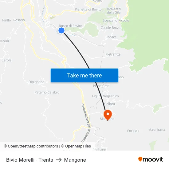 Bivio Morelli - Trenta to Mangone map