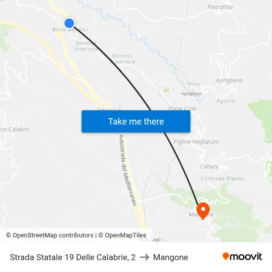 State Road 19 of Calabria, 2 to Mangone map