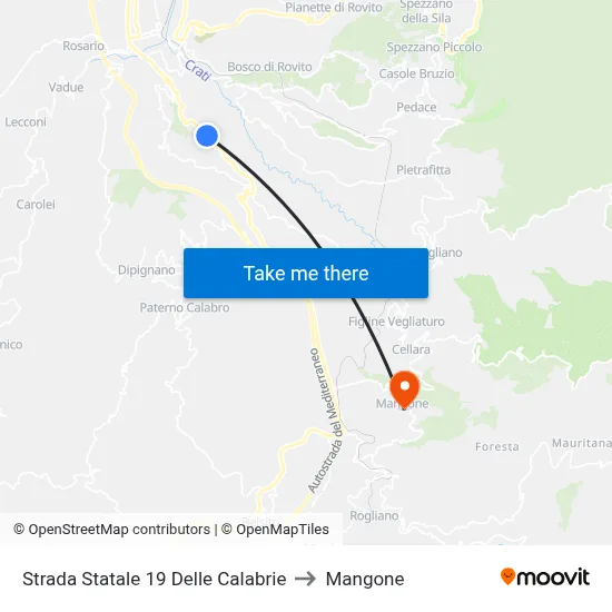 State Road 19 of Calabria to Mangone map