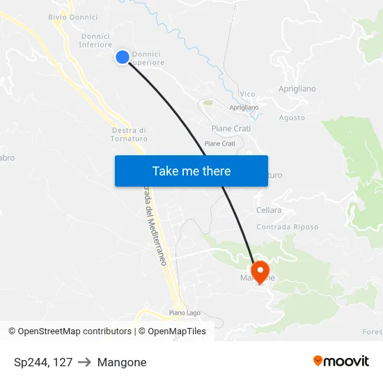 Provincial Road 244, 127 to Mangone map