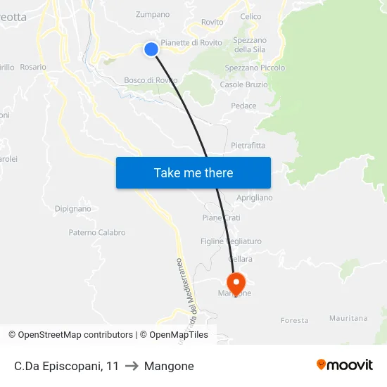 C.Da Episcopani, 11 to Mangone map