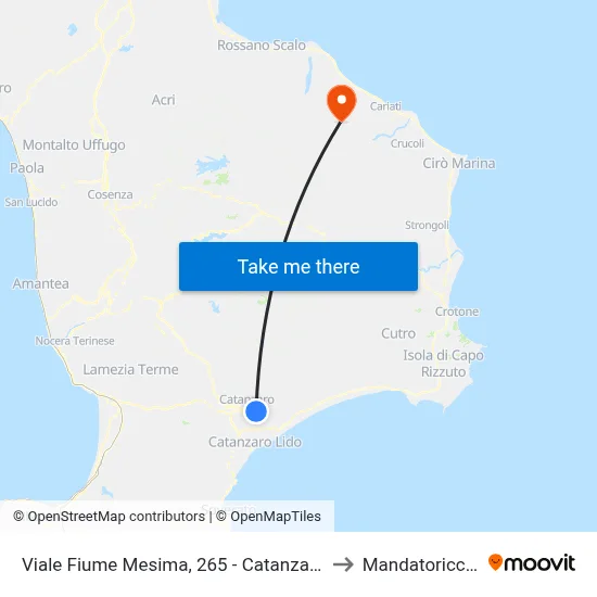 Mesima River Avenue, 265 - Catanzaro to Mandatoriccio map