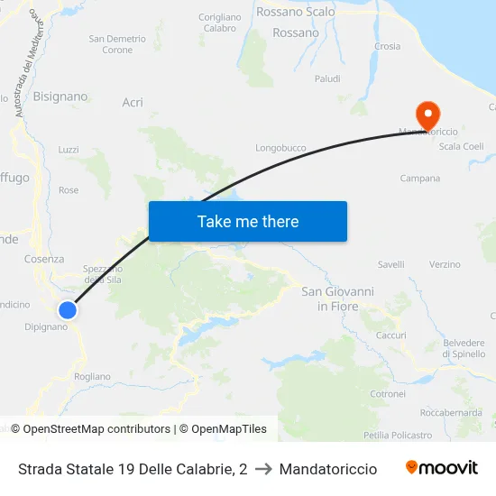 State Road 19 of Calabria, 2 to Mandatoriccio map