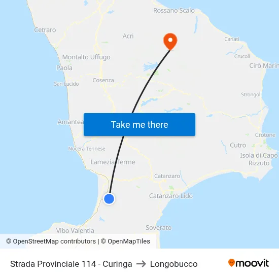 Provincial Road 114 - Curinga to Longobucco map
