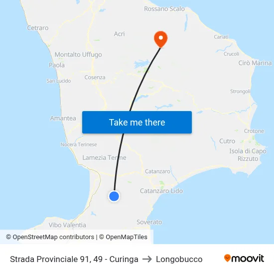 Provincial Road 91, 49 - Curinga to Longobucco map