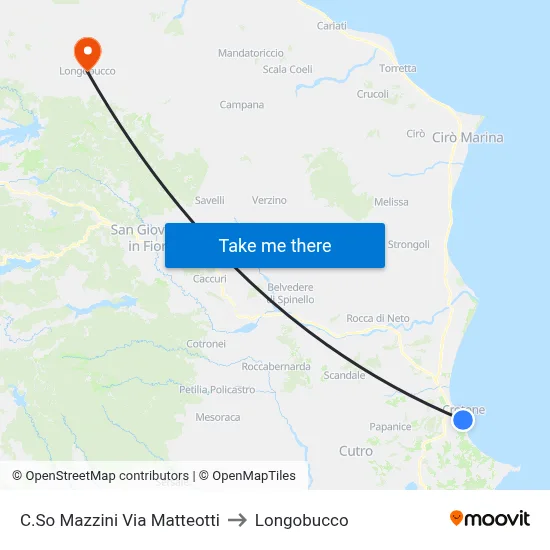 Mazzini Course Via Matteotti to Longobucco map