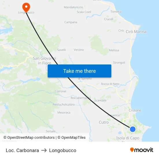 Carbonara Location to Longobucco map