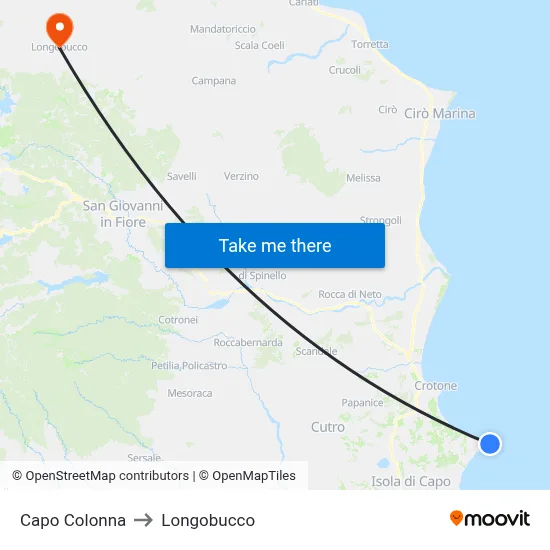 Capo Colonna to Longobucco map