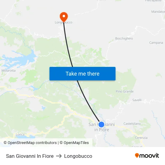 San Giovanni In Fiore to Longobucco map