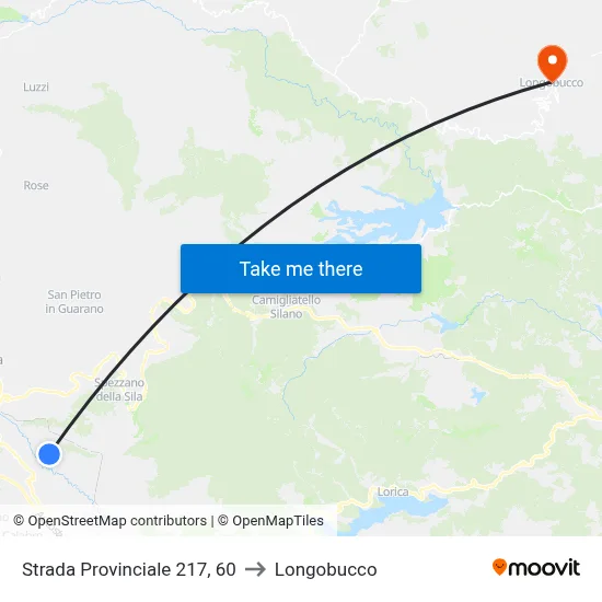 Provincial Road 217, 60 to Longobucco map