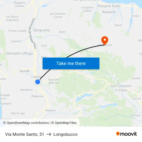 Monte Santo Street, 51 to Longobucco map