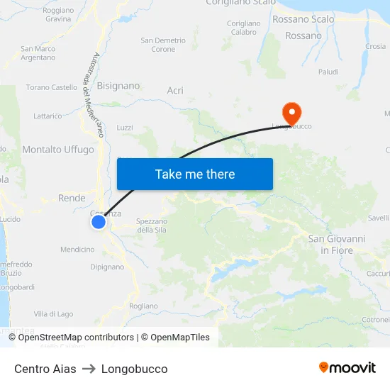AIAS Center to Longobucco map