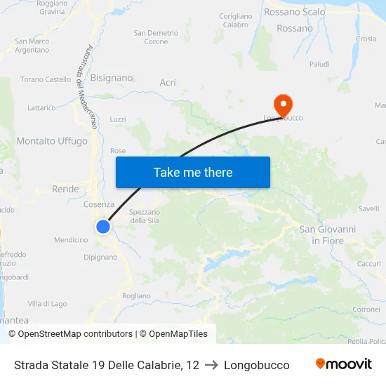 State Road 19 of Calabria 12 to Longobucco map