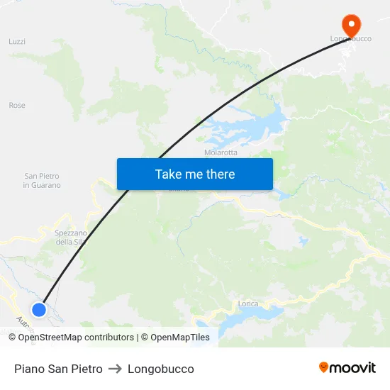 San Pietro Plain to Longobucco map