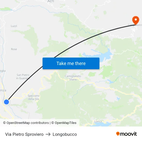 Via Pietro Sproviero to Longobucco map